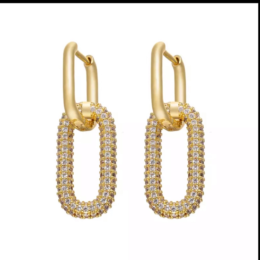 New 18k gold plated oval hoop earrings